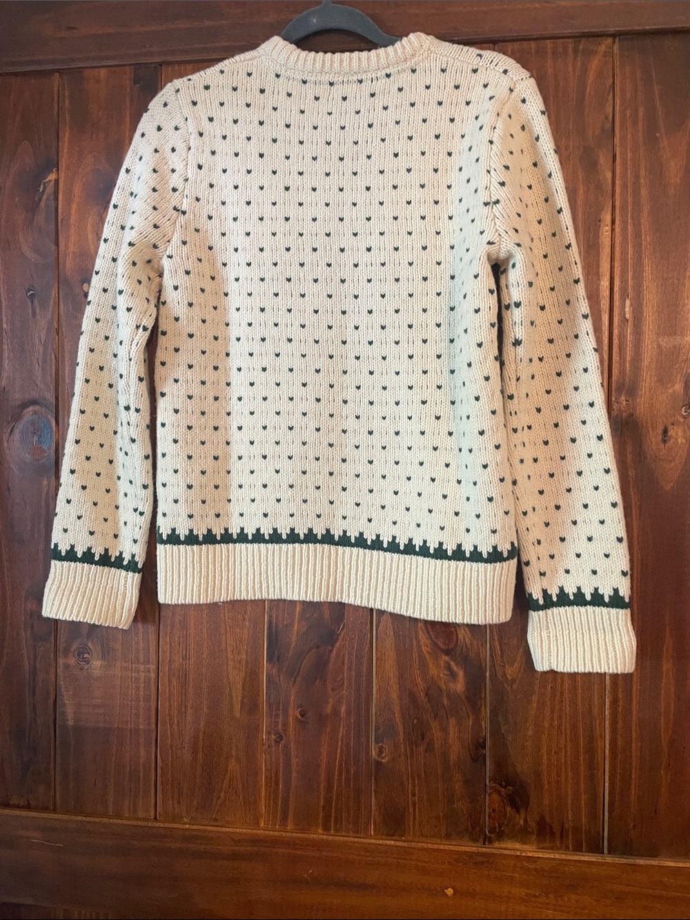 L.L. Bean Cream Crew Neck Sweater with Green Bean Boot and Brown Dog Motif - Picture 7 of 10